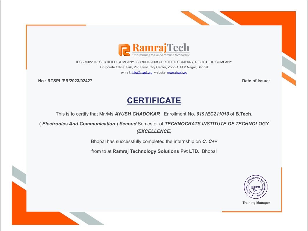 first certificate